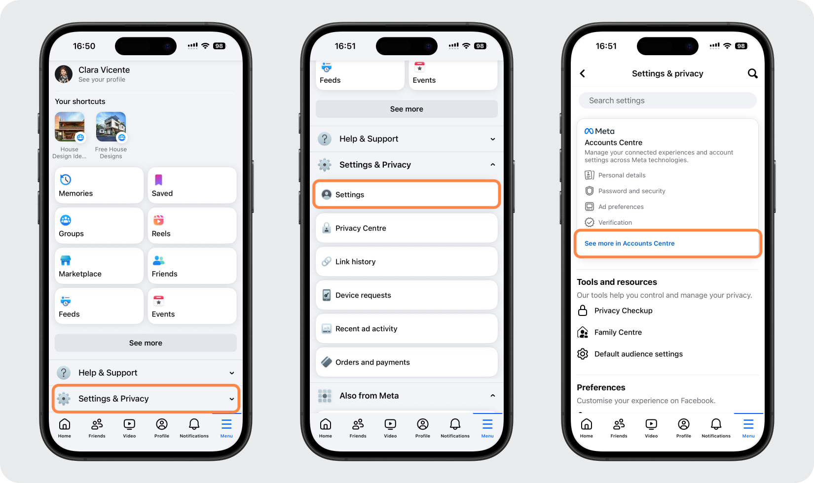 Open Your Facebook Account Centre