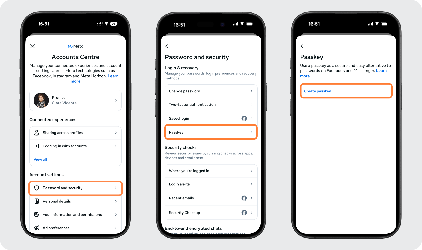 Open Your Facebook Passkey Settings