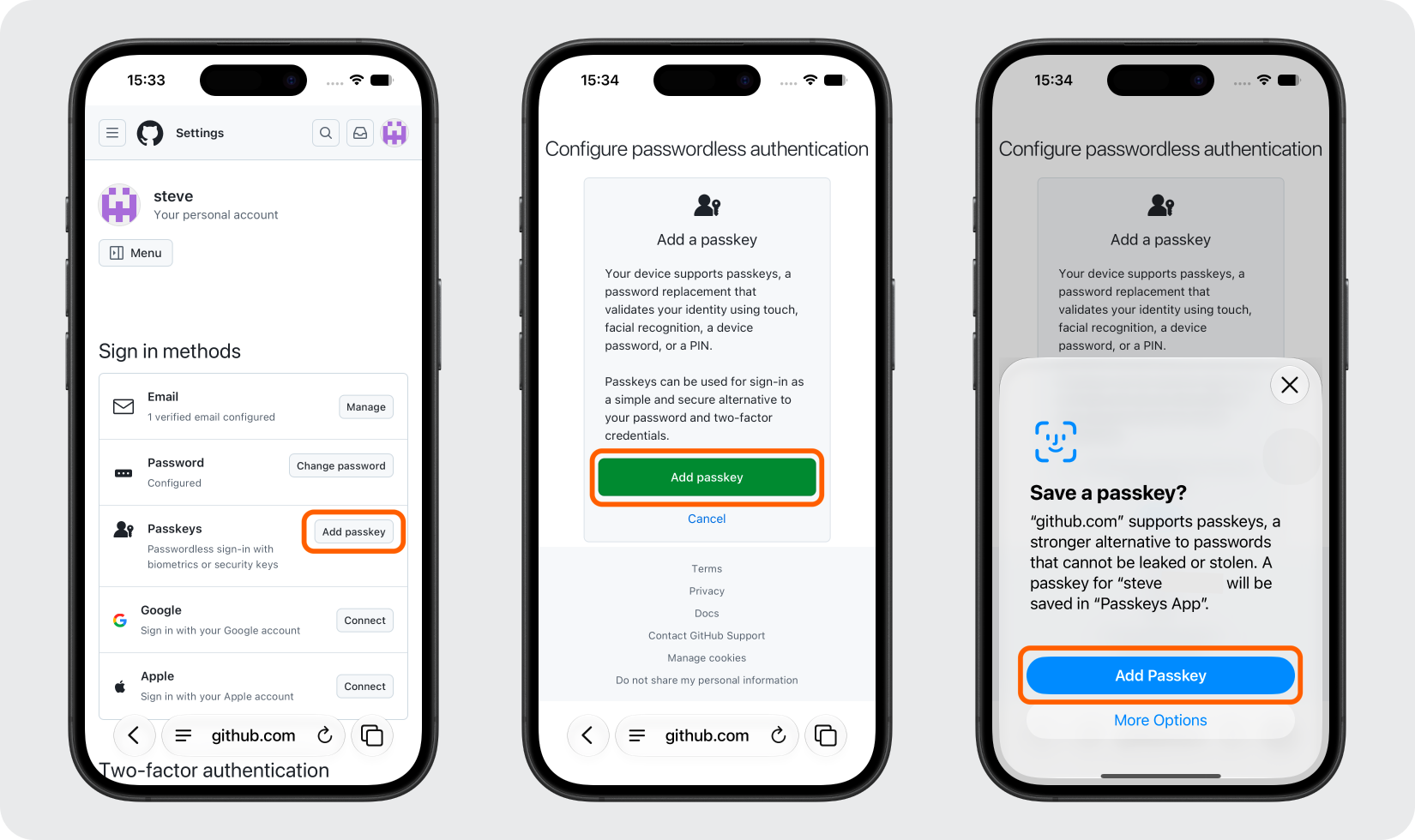 Open Your GitHub Passkey Settings