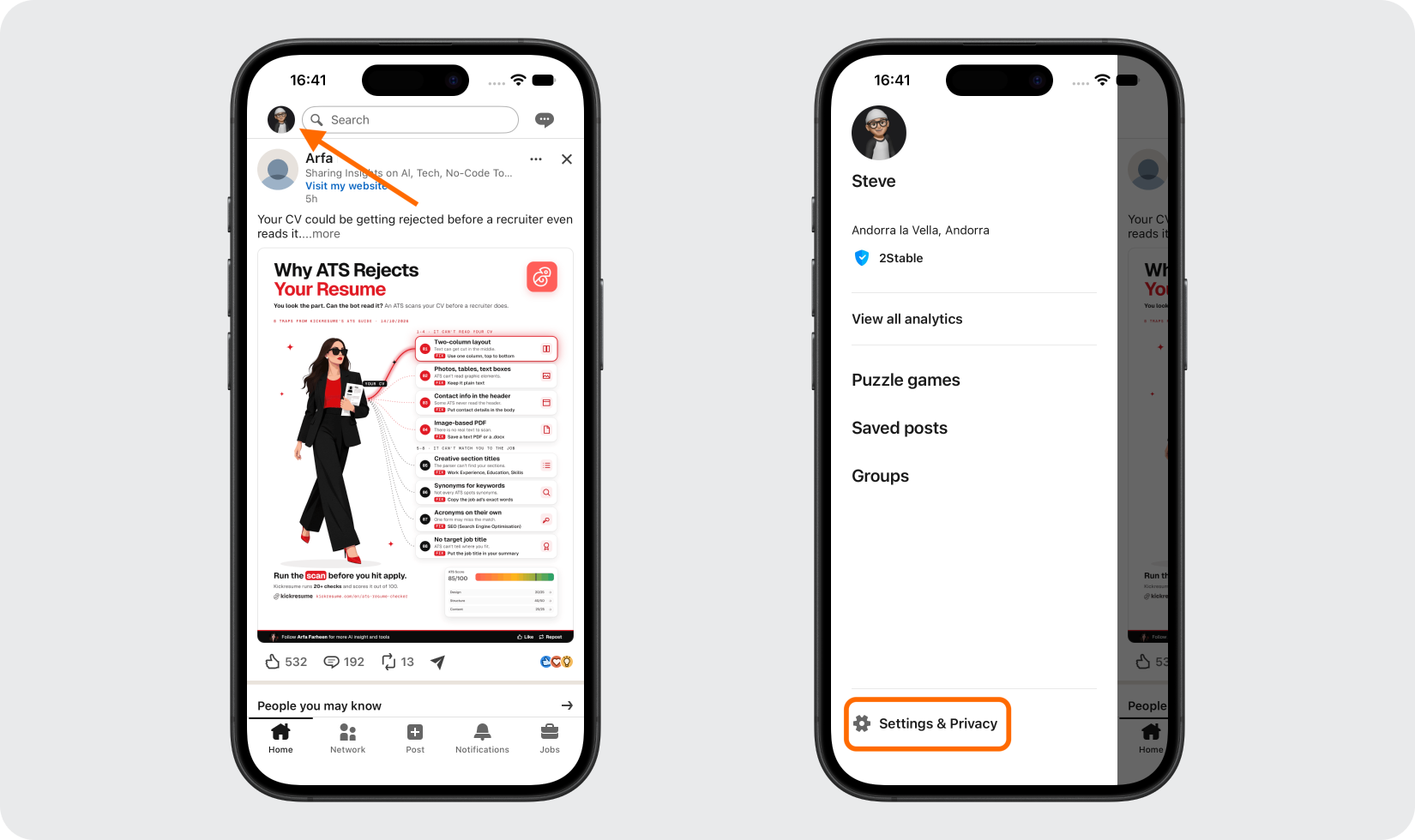 Open Your LinkedIn Account Settings