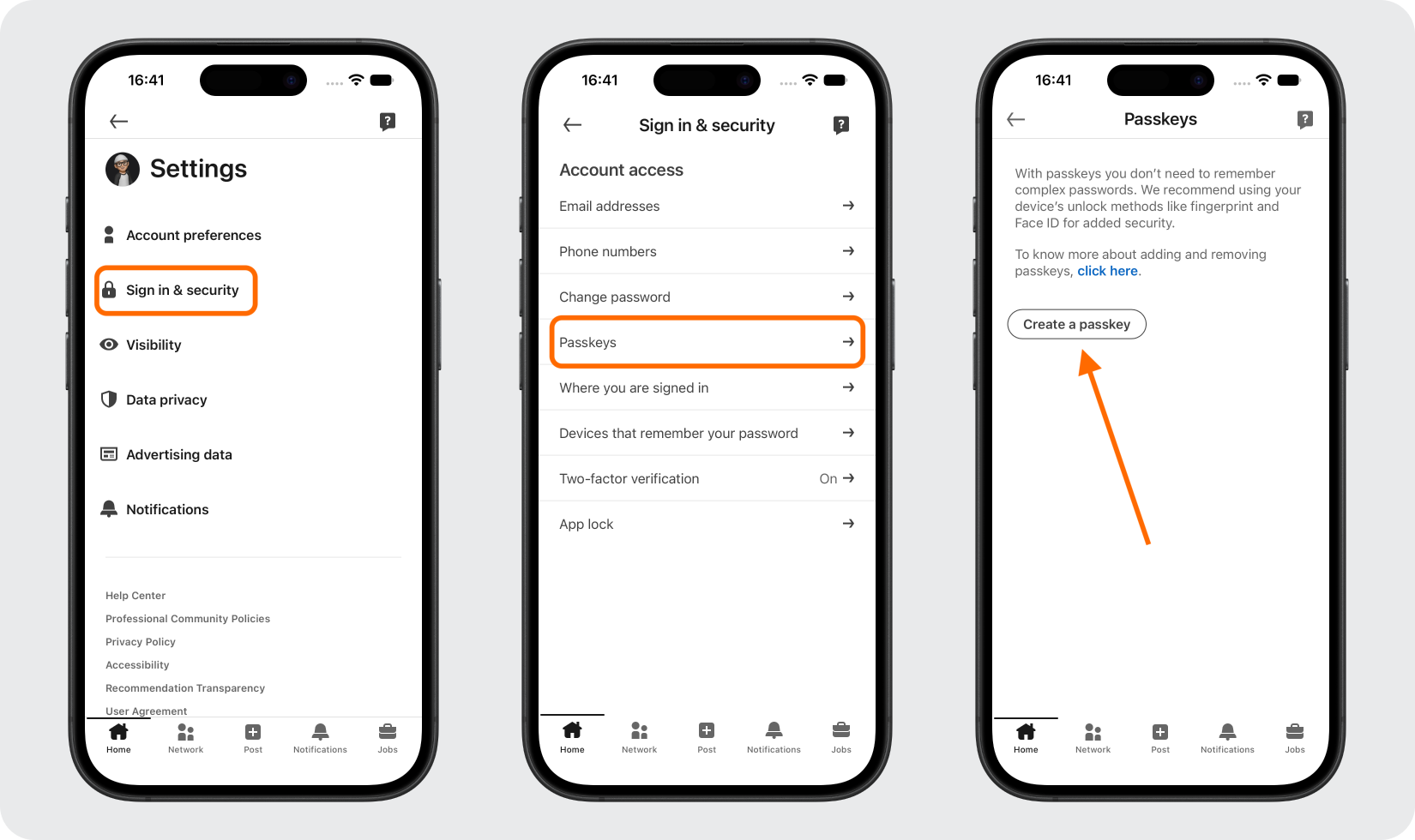 Open Your LinkedIn Passkey Settings